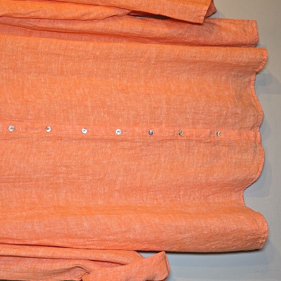 Tahari Linen Long Convertable Sleeves Lagenlook Coastal Tunic Blouse Shirt NWOT - Picture 4 of 14